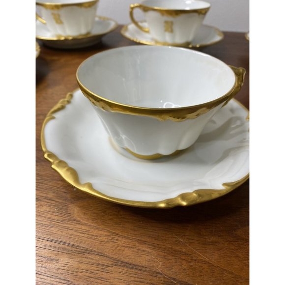 White Gold Dining Limoges France White Tea Cup Saucer Coffee